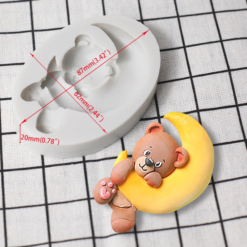 3D 동물 곰 돼지 토끼 실리콘 사탕 공예 금형, 수지 도구, 컵케이크 베이킹 금형, 퐁당 케이크 장식 도구