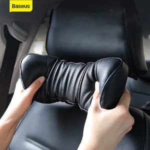 Автомобильный подголовник Baseus, подушка для шеи из искусственной кожи, с эффектом памяти, универсальная подушка для сиденья, для массажа шеи, автомобильные аксессуары для отдыха - изображение
