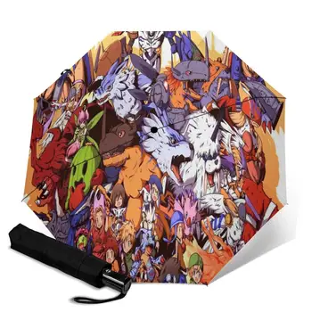 

Digital Monster creative men's and women's automatic three fold umbrella rainy day colorful fashion umbrella