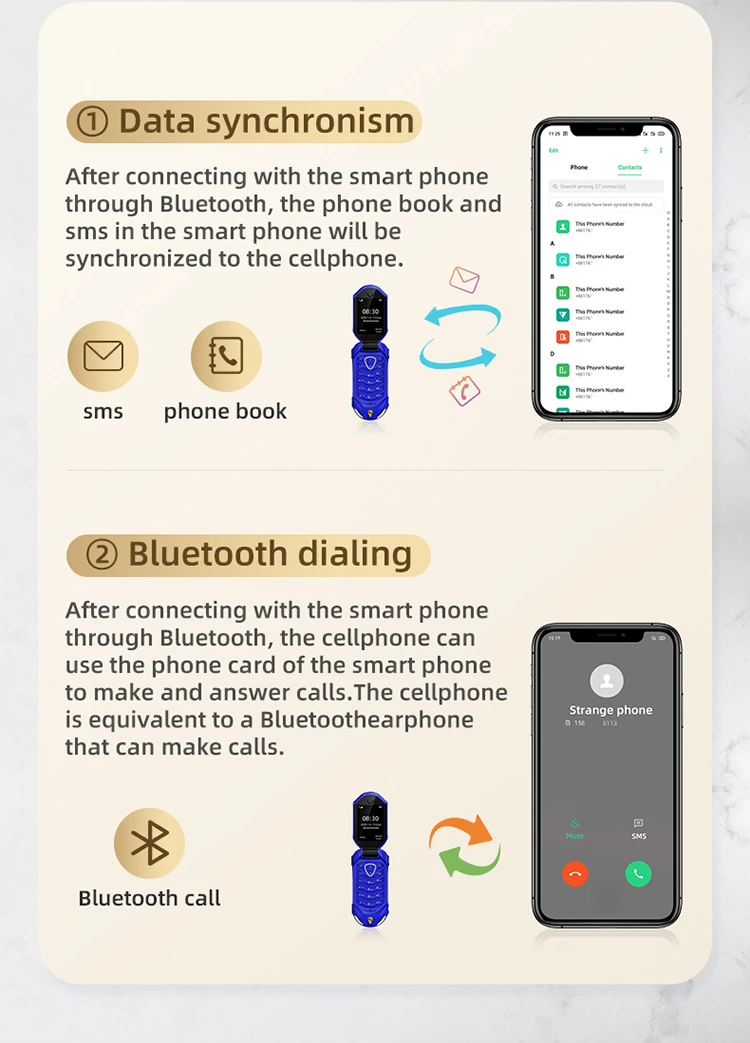 Car appearance GSM Unlock Mini Flip phone Bluetooth dialer cell phone Magic Voice Single sim mobile phones for children students