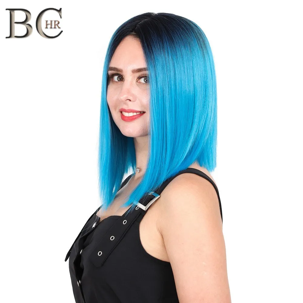BCHR Ombre Bob 13*4 синтетический кружевной передний парик темно-корень синий парик для женщин косплей парик