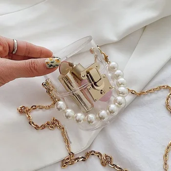 

New Handbag Women's Transparent Mini Shoulder Bag Fashion Retro Cylindrical Crossbody Bags Designer Female Bag Solid Color Purse