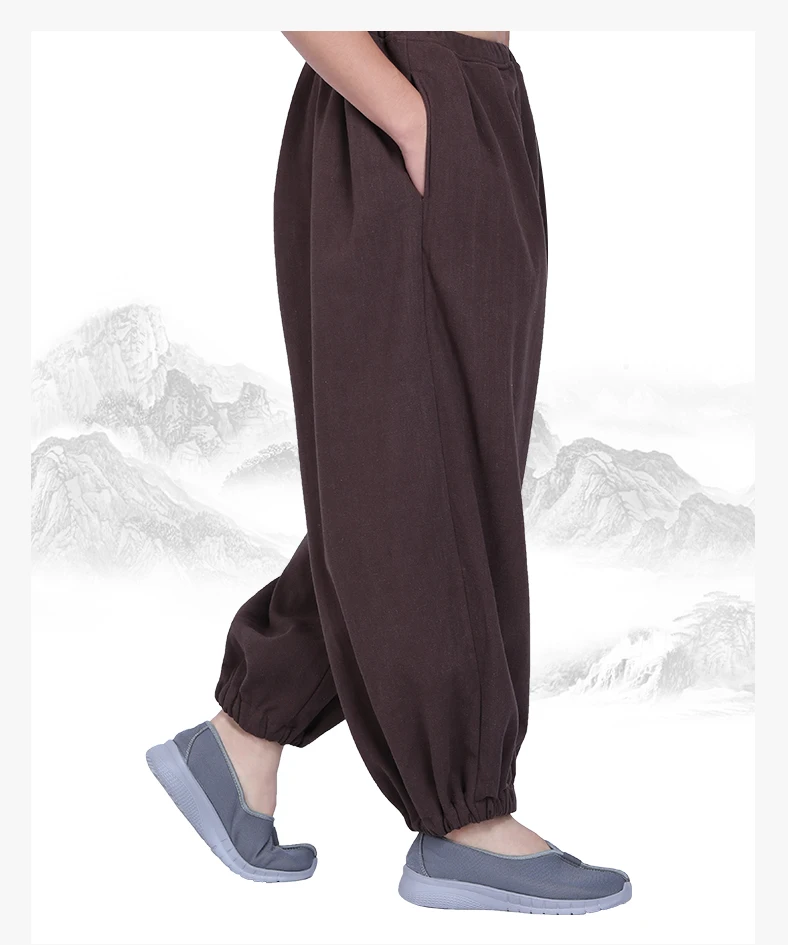 High Quality Cotton Buddhist Zen Buddha Bloomers Lay Pants Shaolin Monk Kung Fu Martial Arts Wushu Trousers Black/blue