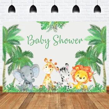 

Newborn Baby Shower Photo Background Safari Jungle Theme Party Decoration Banner Animals Elephant Backgrounds for Photo Studio