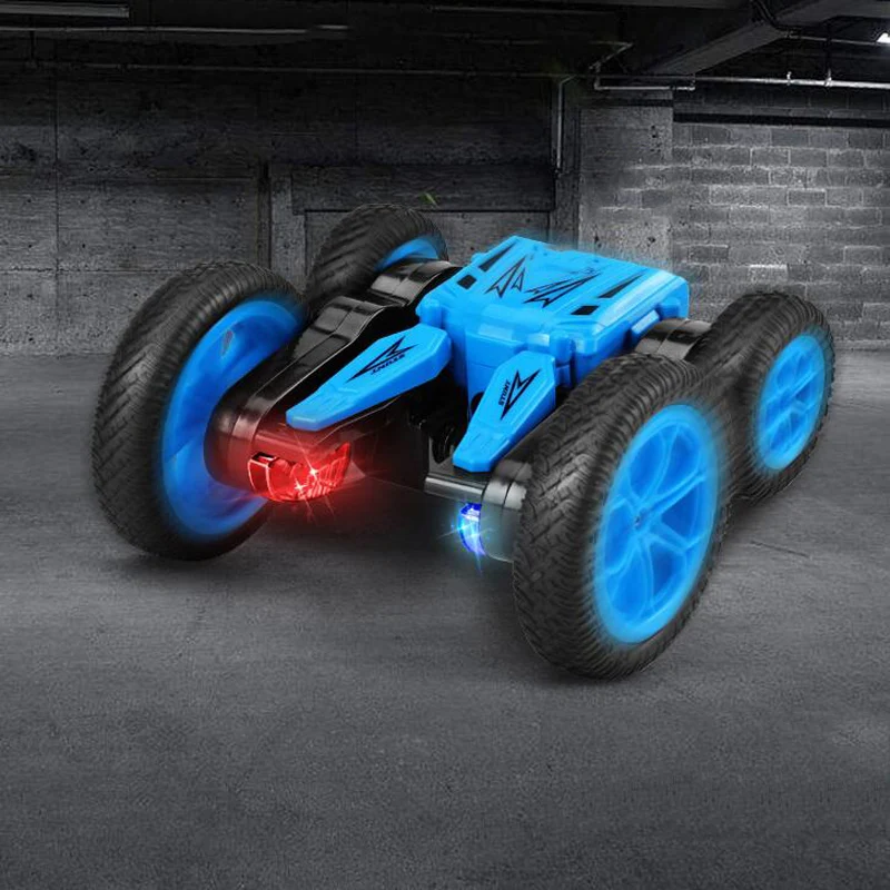 2,4 г Вращающийся Двухсторонний трюковый автомобиль с дистанционным управлением, светильник, самосвал, Детская зарядка, деформационная игрушка, гоночная модель
