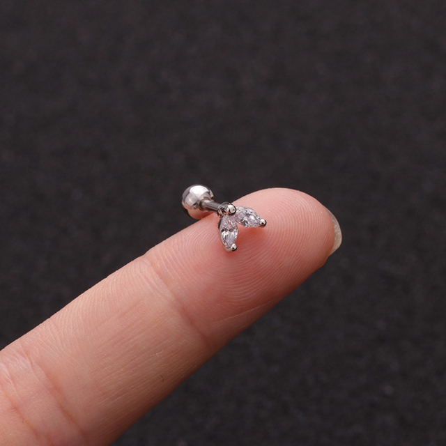 Star Heart Cross Flower Crown Bar Cartilage Piercing Stud Helix Jewelry Tragus Conch Rook Earlobe Screw Back Earring