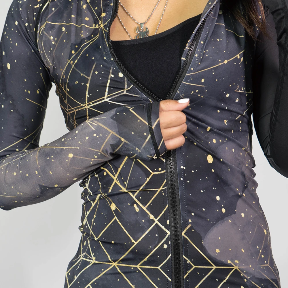 Nu June Rashguard женский костюм для плавания с длинным рукавом принтом молния спереди