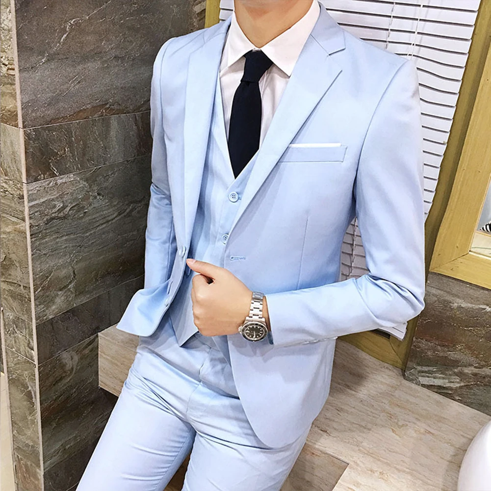 3Pcs/Set Luxury Plus Size Men Suit Set Formal Blazer +Vest +Pants Suits Sets Oversize For Men's Wedding Office Business Suit Set