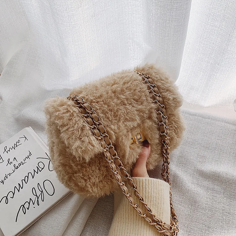 

Autumn And Winter Plush Bag WOMEN'S Bag New Style 2020 Fashion Korean-style Versatile Shoulder Bag Fashion Western Style Chain S