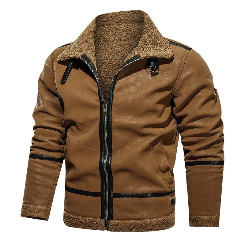 Mcikkny Men Wool Leather Jackets And Coats Fur Collar Winter Warm Outwear Coats Male Top Clothing Windbreak (12)