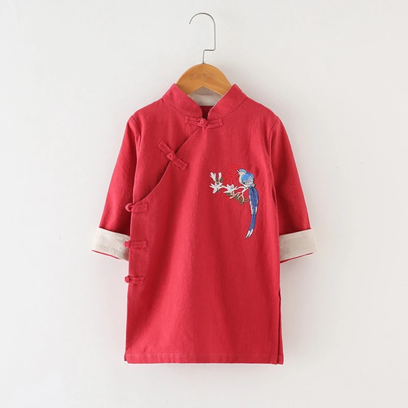 Длинная детская одежда из хлопка и льна; костюм для мальчиков; Hanfu; сезон весна-осень; детская одежда для национального шоу; костюм Тан