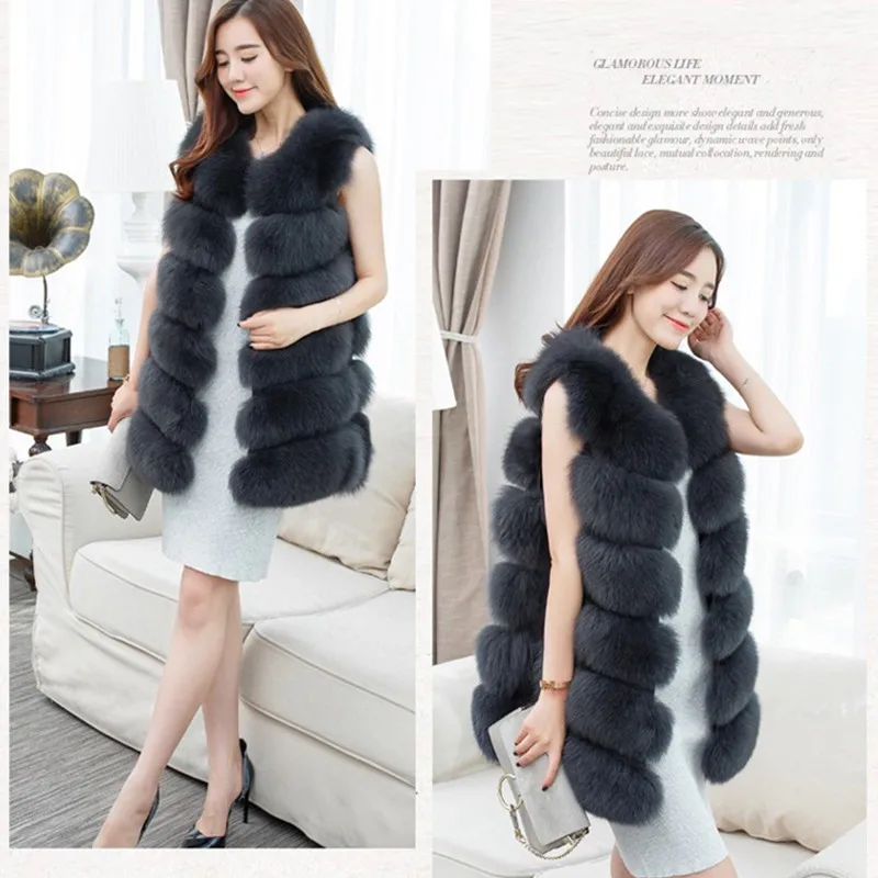 Pelliccia donna 6XL зимнее пальто женский меховой жилет пальто из искусственного меха для отдыха Женский Длинный жилет из лисьего меха плюс размер: S-XXXXL PC244