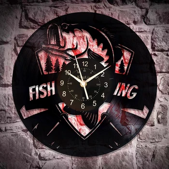 

Fishing Vinyl Wall Clock Party Decorations Ornaments for Home Fisherman Men Gifts Art Men Bedroom Fish Accessories Original Home