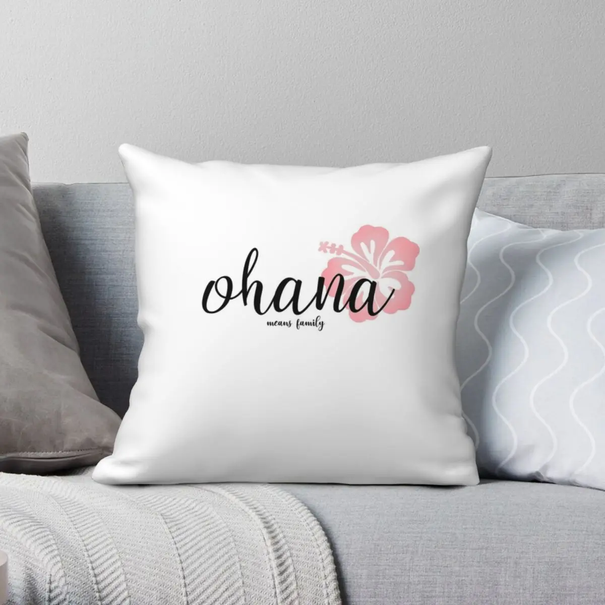 

Ohana Square Pillowcase Polyester Linen Velvet Creative Zip Decor Pillow Case Home Cushion Cover