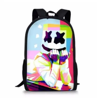 Picture color DJ Marshmello Guy школьная сумка для подростков мальчиков и девочек, детский персональный школьный ранец Marshmallow face Smile Hip-Hop веселый рюкзак - Цвет: Picture color