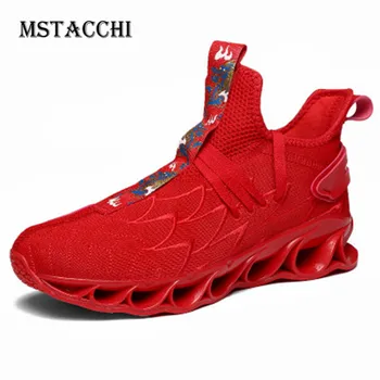 

MStacchi 2020 New Men Sneakers Flying Woven Blades Soles Solid Breathable Male Sport Footwear Outdoor Non-Slip Casual Men Shoes
