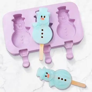

3 Holes Silicone Ice Cream Mold Ice Cube Handmade Mold Dessert Ice Cream Mold with Popsicle Stick Kitchen DIY Supplies