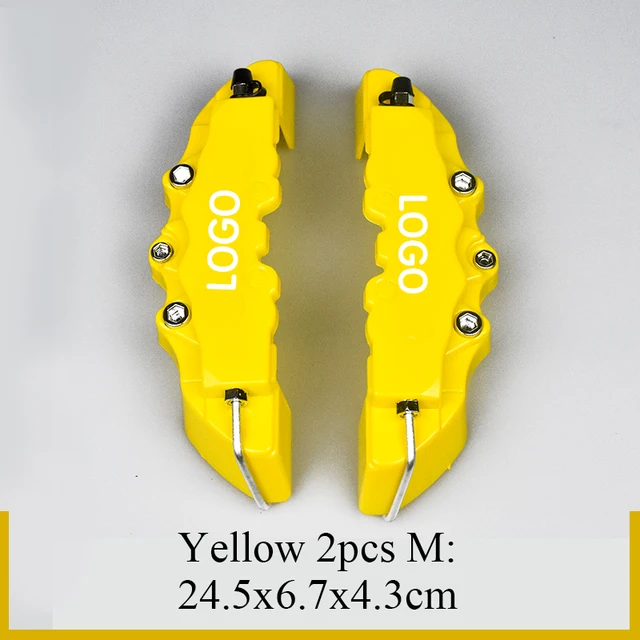 2Pcs S/M/L ABS Car 3D Disc Brake Caliper Covers Sticker For Toyota CROWN COROLLA COASTER LAND CRUISER PRADO REIZ  Accessories 2Pcs M Size Yellow