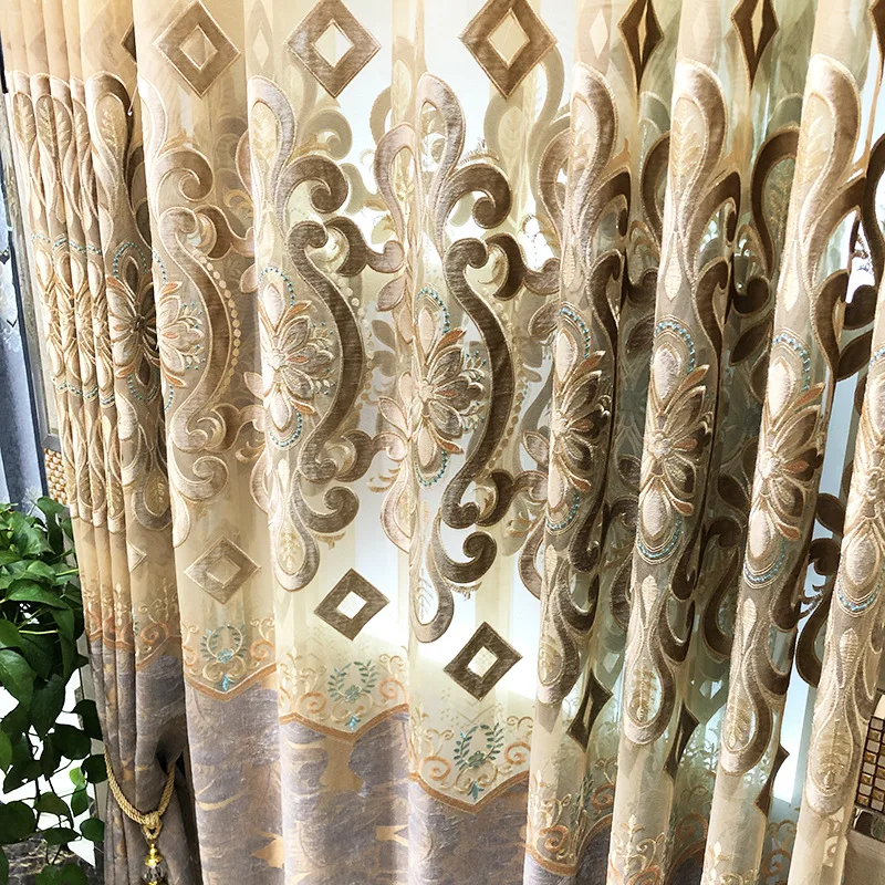 

High Grade European Style Water Soluble Embroidered Curtain, Window Screen, Bedroom, Living Room, Floor Balcony Curtain