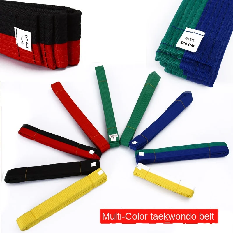 Martial Arts Belts 1.6 To 2.8M Mutlicolors Cotton Kids Adults Taekwondo Belt Ribbon Waistband Judo Wushu Black Yellow DEO