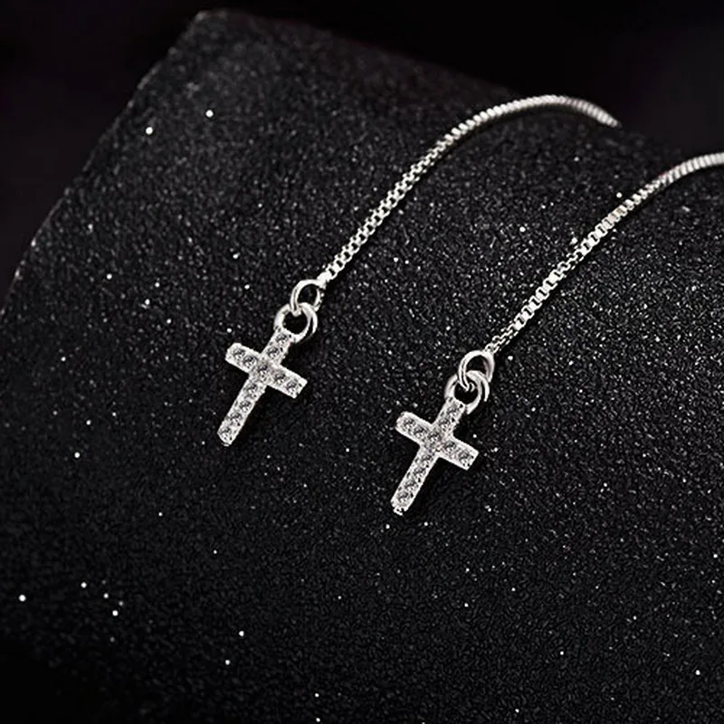 Bijoux cross long tassel drop earrings for women simple heart butterfly ear line chain dangle female brinco party jewelry gift drop earrings dangle earrings crystal tassel earrings