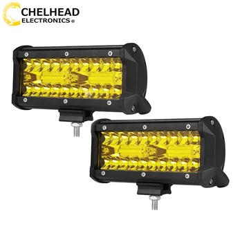 

2pcs 4 x 4 car light bar led work offroad suv atv truck bike motorcycle drl driving lights yellow white 120w 12v 24v 5 inch