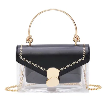 

Women Summer Small Bag Transparent Jelly Bag Wild Simple Shoulder Bag Set 2pcs