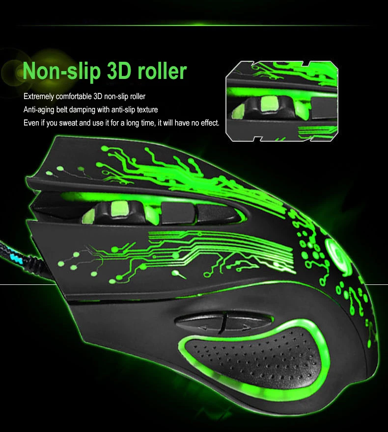 K1013 игровая мышь 3200 dpi, 6 кнопок, USB, профессиональная оптическая проводная мышь, цветная подсветка, офисные Мыши для ПК, ноутбука, компьютера