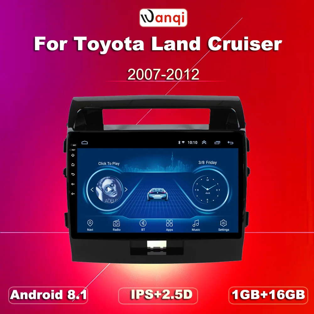 Радио с сенсорным экраном 10 1 дюйма Android 8 2.5D Закаленное HD для Toyota land cruiser 2007 2012 Bluetooth