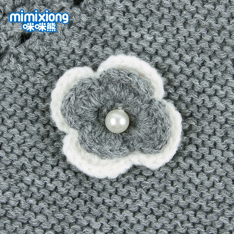 

INS Hot Models Girls Solid Color Lace-up Set Knitted Flower Sweater Hot Selling