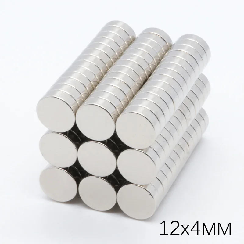 100 шт 12x4 мм N35 Супер сильный, мощный диск NdFeB редкоземельный магнит 12 мм * 4 мм Круглые неодимовые магниты 12 мм x 4 мм