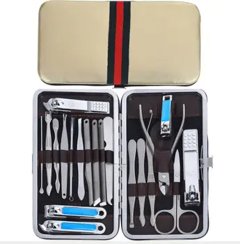 

gold color bag nail clippers set nail tools carbon steel 20pcs/set
