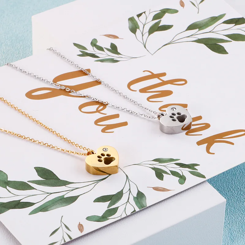 

Cute Animal Paw Pendant Necklace For Women Stainless Steel Chocker Necklace Hollow Out Gold Color Charm Fashion Jewelry Gift