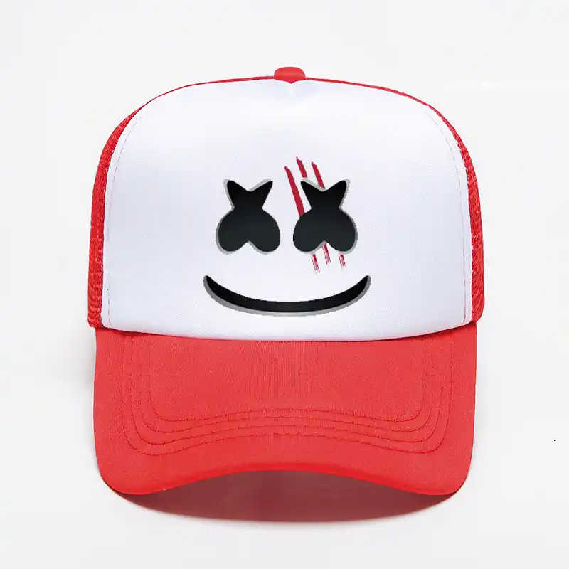red and black polo hat