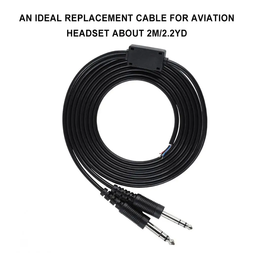 2 м DIY Сменный кабель для авиационные наушники, гарнитура Plane 1/4 Dual GA Plug
