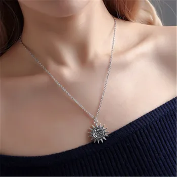 

Retro Trend Gold Sun Pendant Choker Creative Sun Moon Figure Necklace For Women Short Clavicle Chain For Girl Jewelry Gift
