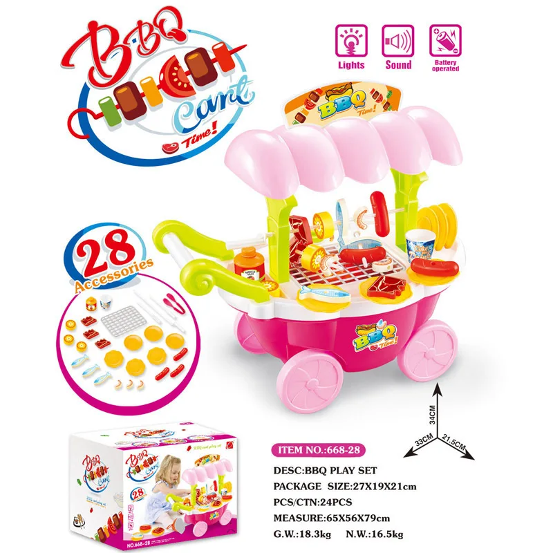 

Children Play House Educational Toy Mini Multi-functional Barbecue Grills Light Included Light Voice Hot Selling