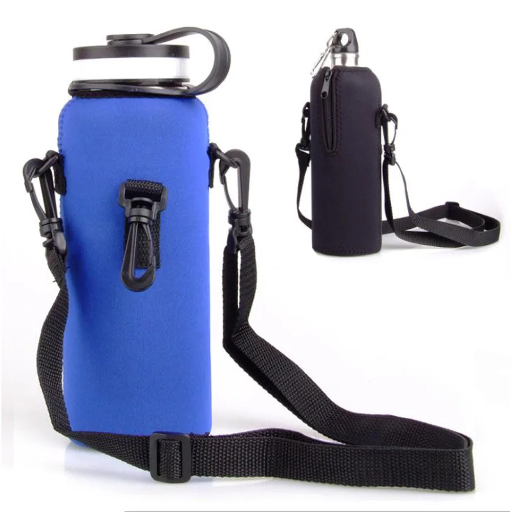 Neoprene 750ml Water Bottle Carrier Insulated Cover Bag Holder Strap Travel Pouch Shoulder Strap Holder for Camping Cycling