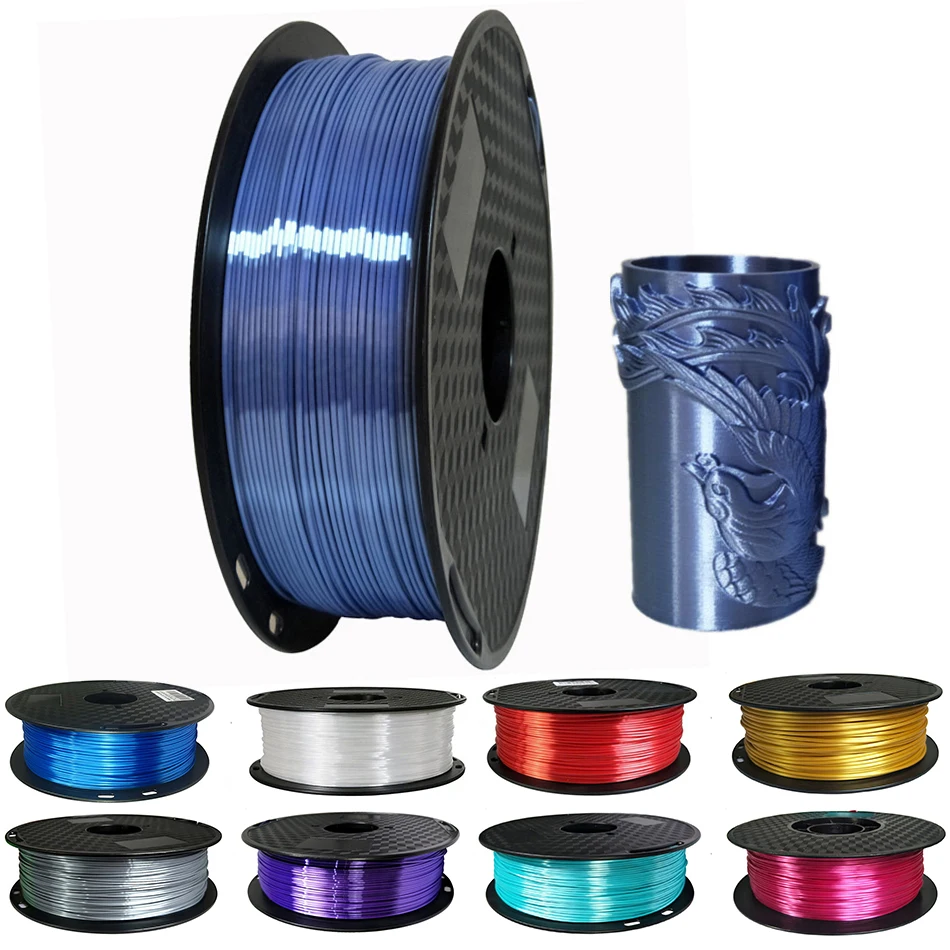 

1.75mm Silk Pla Filament 250g Shiny Metal-like 0.25kg Black Red etc. 19 Colors Silk 3D Printer Filament for DIY Artwork Printing