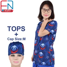 Hennar медицинские скрабы форма медсестры женские скрабы медицинская Униформа медицинская пара mujer Скраб Топы+ шапки