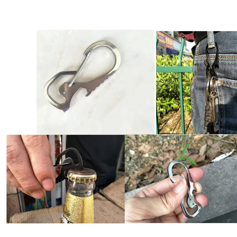 

Outdoor Tools Carabiner Cap Lifter Hex Driver Bottle Opener Keychain Ring Climbing Accessories,EDC Card Tool
