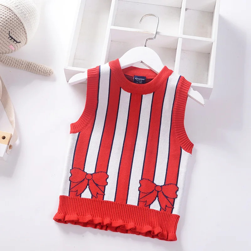 

Girls' Sweater Vest 2019 Autumn And Winter New Style Children Knitted Vest Korean-style Popular Waistcoat Cotton Thread Double L