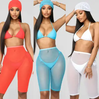 

Sexy Women Mesh High Waist Shorts Ladies Fishnet Sheer Slim Shorts Short Trousers Workout Sweatpants