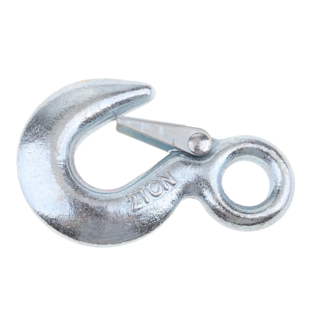 4 x 2 Tons Eye Sling Winch Hook w/ Clevis Safety Latch for Hoist Sling Winch