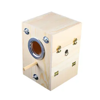 

Wooden Bird Nesting Breeding Box House Parakeet Mating Case with Clear Window for Cockatiel Finch Canaries Lovebird Parr