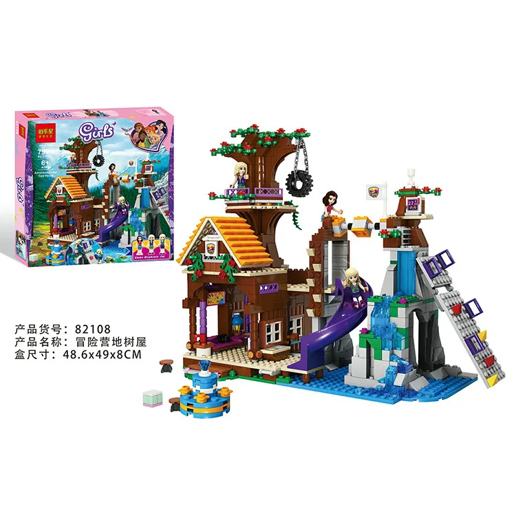 

Bole Star 82108 GIRL'S Series Adventure Camp Tree House Building Blocks GIRL'S Educational Assembled DIY Toy