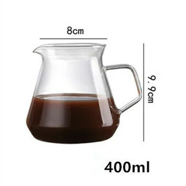 Thickened High Borosilicate Glass Coffee Pot Hand Drip Pot Sharing Pot Filter Coffee Percolator Cup and Funnel Set - Цвет: 400ml coffee pot