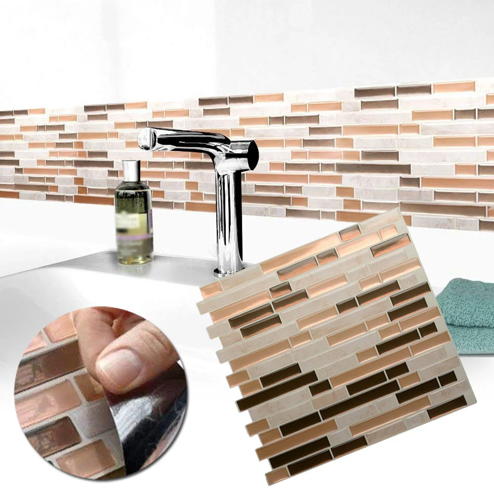 

DIY Mosaic Self-Adhesive Wall Tile Sticker Oil-proof Bathroom Kitchen Home Decor