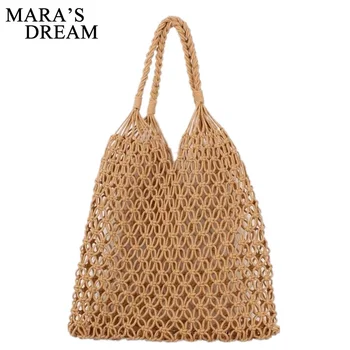 

Mara's Dream 2020 New Solid Color Fashion Ladies Fishnet One-shoulder Hollowed-out Bag Mori Holiday Beach Bag