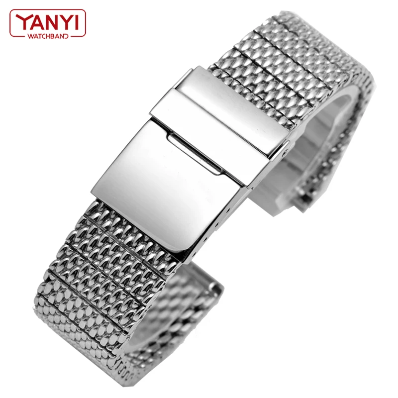 High quality 316L stainless steel watchband solid metal band for breitling AB2010 Watch strap mens luxury 22 24mm mesh bracelet